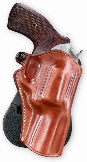 Premium Leather OWB Paddle Holster, Fits Kimber K6S 357 Magnum DA/SA 3'' Barrel, Right Hand Draw, Brown Color #1496#