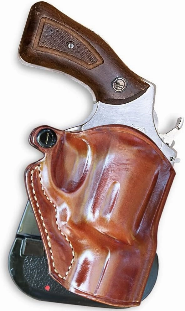 Premium Leather OWB Paddle Holster Open Top, Custom Fit Rossi 38 Special 5-Shot Revolver 2" Barrel, Right Hand Draw, Brown Color #1387#