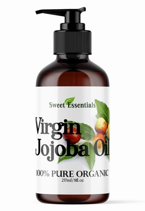 Premium Organic Unrefined Jojoba Oil, 8oz with Pump, Imported from Argentina, 100% Pure, Cold Pressed - for Hair, Skin & Nails - Best Natural Moisturizer - Hexane Free by Sweet Essentials