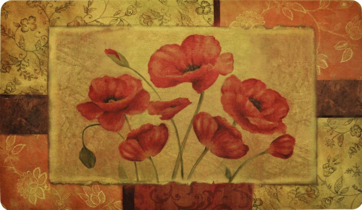 Premium Poppy Themed Kitchen Comfort Mats 2-Pack