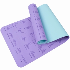 Premium TPE Yoga Mat – 183x61cm Anti-Skid Exercise & Pilates Mat – Eco-Friendly, Durable, Anti-Tear, Non-Slip with Yoga Pose & Position Line Printing – Ideal for Fitness, Gym, & Camping