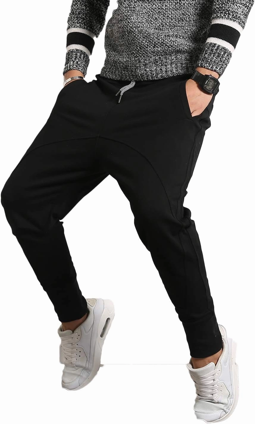PRIJOUHE Men's Joggers, Sweatpants, Low Crotch Sweats Slim Fit Trousers Harem Hip Hop Pants