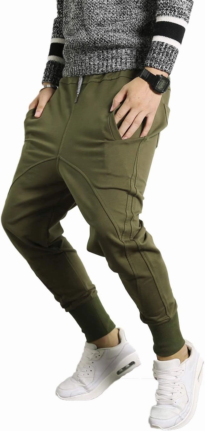 PRIJOUHE Men's Joggers, Sweatpants, Low Crotch Sweats Slim Fit Trousers Harem Hip Hop Pants