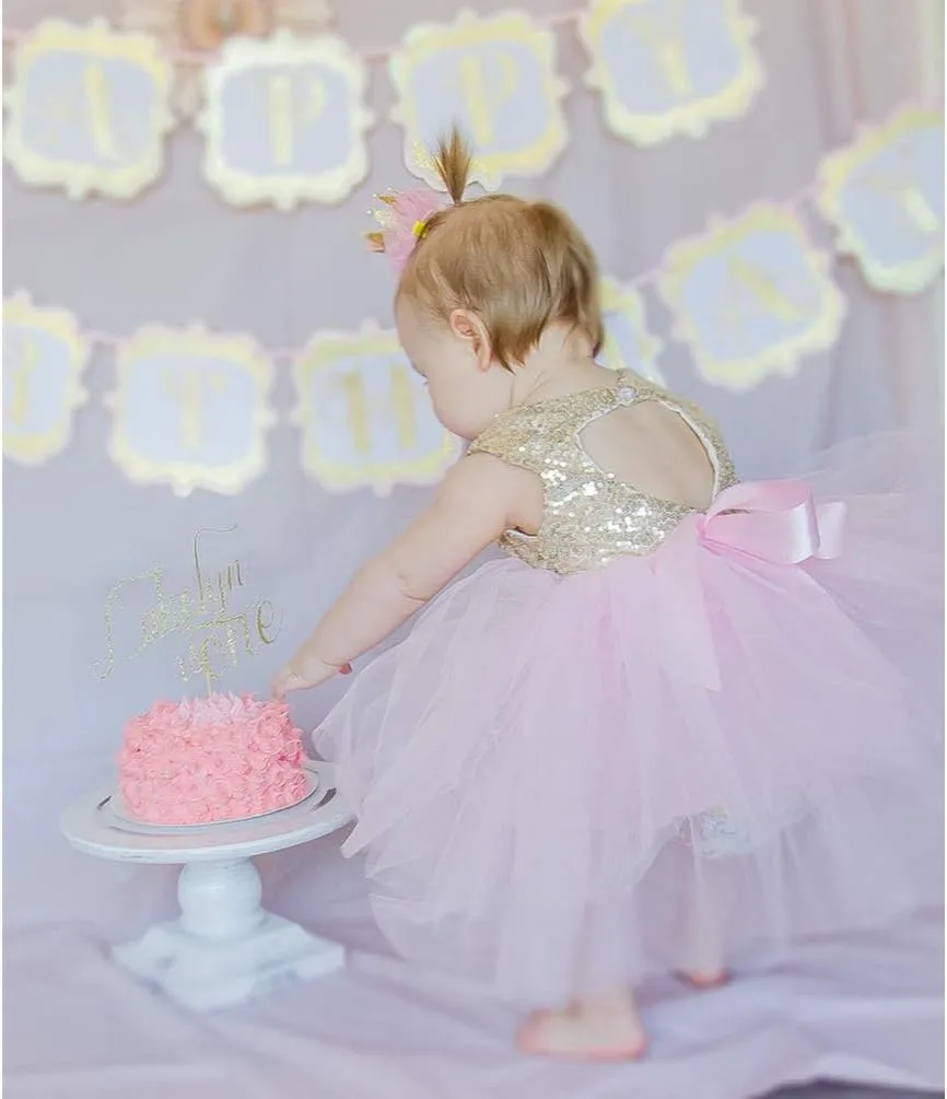Princess Tulle Tutu Girl Dress Wedding Pageant Party Baby Dresses Sequin Backless Lace Flowers Newborn-7 Years