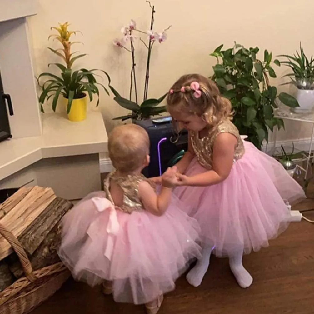 Princess Tulle Tutu Girl Dress Wedding Pageant Party Baby Dresses Sequin Backless Lace Flowers Newborn-7 Years