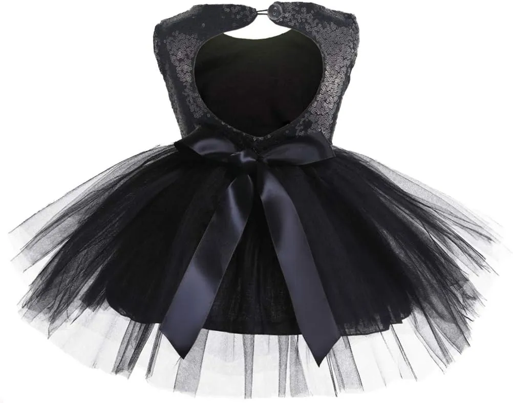 Princess Tulle Tutu Girl Dress Wedding Pageant Party Baby Dresses Sequin Backless Lace Flowers Newborn-7 Years