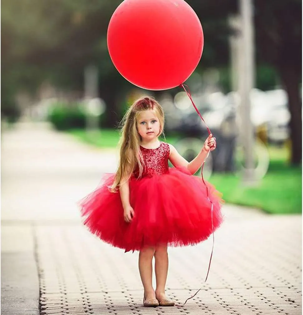 Princess Tulle Tutu Girl Dress Wedding Pageant Party Baby Dresses Sequin Backless Lace Flowers Newborn-7 Years
