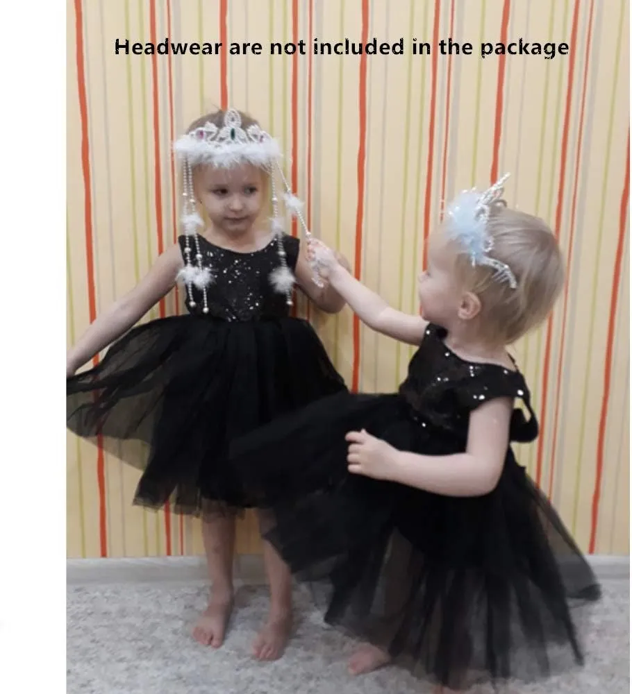 Princess Tulle Tutu Girl Dress Wedding Pageant Party Baby Dresses Sequin Backless Lace Flowers Newborn-7 Years