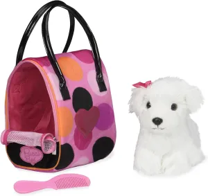 Pucci Pups – Bichon Frisé Stuffed Puppy with Colorful Polka Dot Stuffed Animal Bag (ST8356Z)