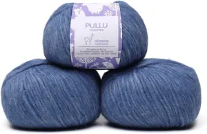 Pullu - Baby Alpaca Merino Wool Yarn Set of 3 Skeins (150 Grams) Worsted Weight - Sourced Directly from Peru - Heavenly Soft and Perfect for Knitting and Crocheting (Denim Blue)