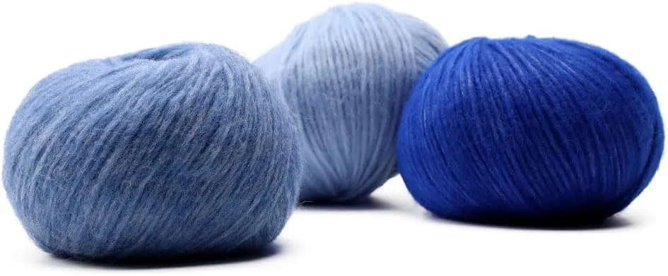 Pullu - Baby Alpaca Merino Wool Yarn Set of 3 Skeins (150 Grams) Worsted Weight - Sourced Directly from Peru - Heavenly Soft and Perfect for Knitting and Crocheting (Denim Blue)