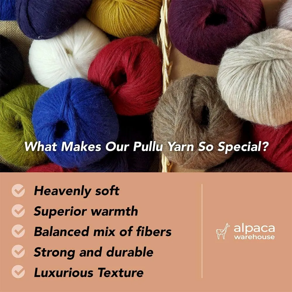 Pullu - Baby Alpaca Merino Wool Yarn Set of 3 Skeins (150 Grams) Worsted Weight - Sourced Directly from Peru - Heavenly Soft and Perfect for Knitting and Crocheting (Lilac Rose)