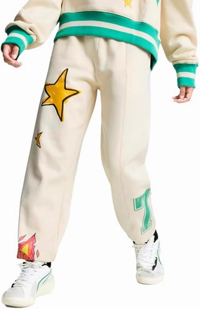 PUMA Mens Getting Crafty Gender Neutral Sweatpants Casual Drawstring - Off White - Size S