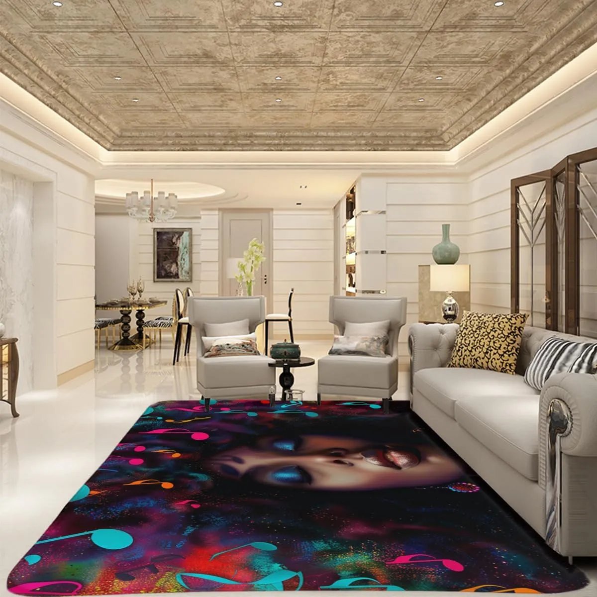 Punk Music Note Girl Carpet, Musical Notes are Like The Senses of The Human Body, They Soothe Our Souls and Touch Our Deepest Emotions. Suitable for Home Decoration 40x60inch