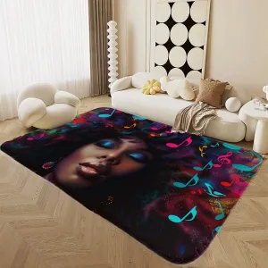 Punk Music Note Girl Carpet, Musical Notes are Like The Senses of The Human Body, They Soothe Our Souls and Touch Our Deepest Emotions. Suitable for Home Decoration 40x60inch