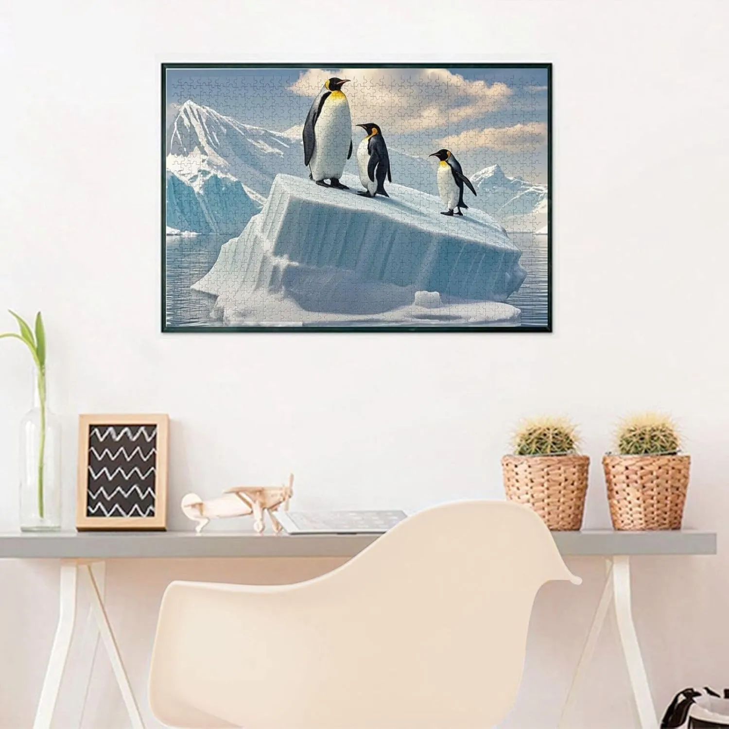 Puzzles 1000 Pieces Personalized Jigsaw Puzzles Penguins On The Iceberg Photo Puzzle with Storage Bag Challenging Picture Puzzle for Adults Picture Puzzle for Family Decor Jigsaw 29.5" x 19.7"