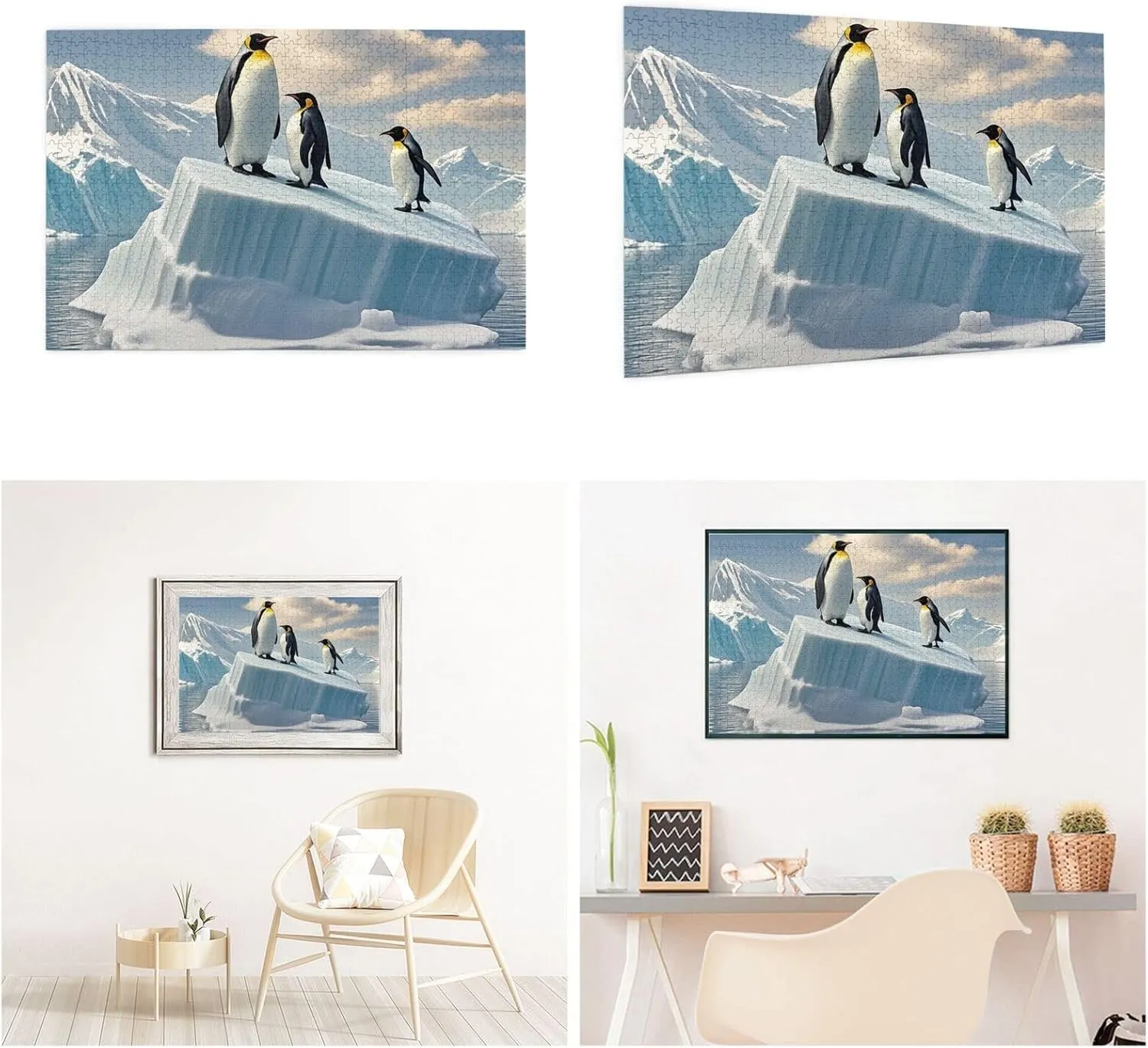 Puzzles 1000 Pieces Personalized Jigsaw Puzzles Penguins On The Iceberg Photo Puzzle with Storage Bag Challenging Picture Puzzle for Adults Picture Puzzle for Family Decor Jigsaw 29.5" x 19.7"