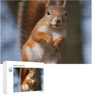 Puzzles 300 Pice Personalized Jigsaw Puzzles Squirrel Funny Animal Photos Puzzle for Family Picture Puzzle for Adults Wedding Birthday