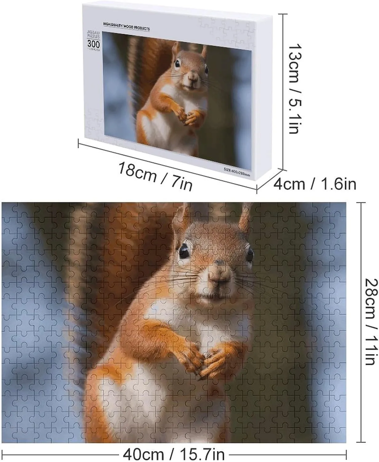 Puzzles 300 Pice Personalized Jigsaw Puzzles Squirrel Funny Animal Photos Puzzle for Family Picture Puzzle for Adults Wedding Birthday