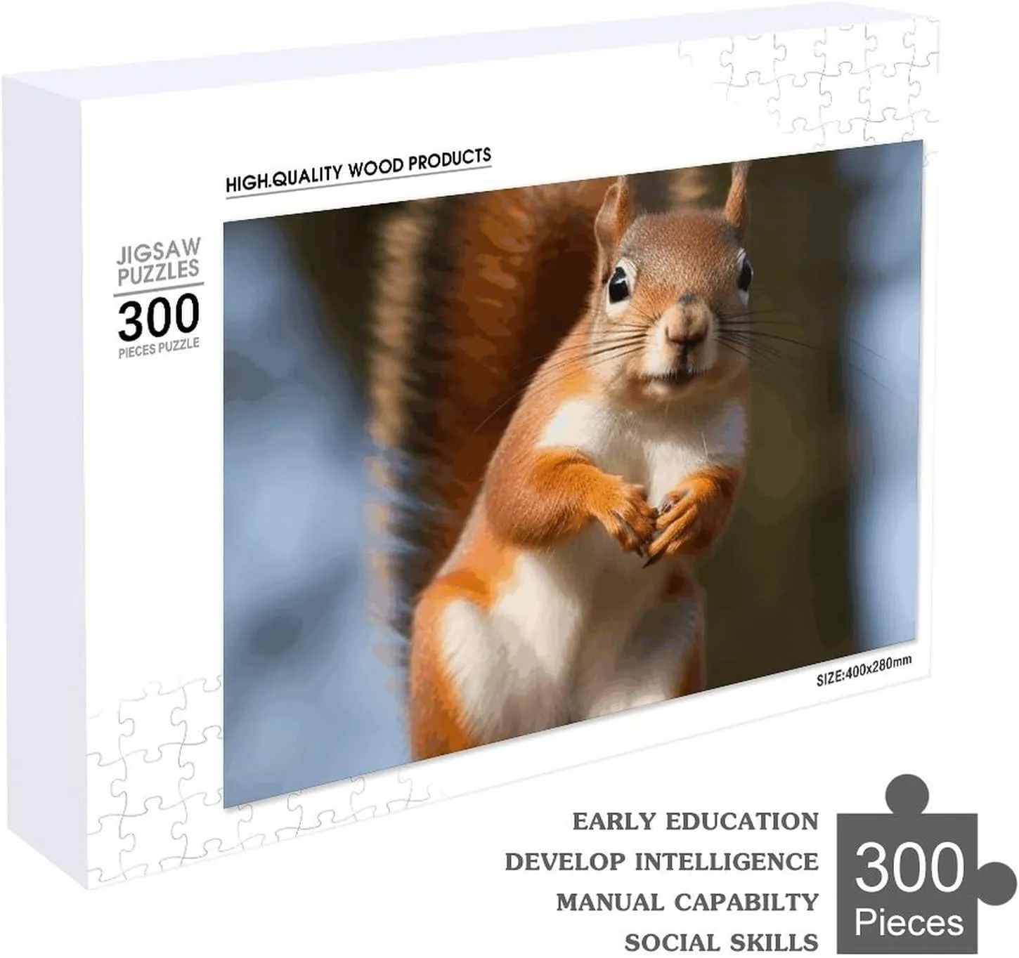 Puzzles 300 Pice Personalized Jigsaw Puzzles Squirrel Funny Animal Photos Puzzle for Family Picture Puzzle for Adults Wedding Birthday