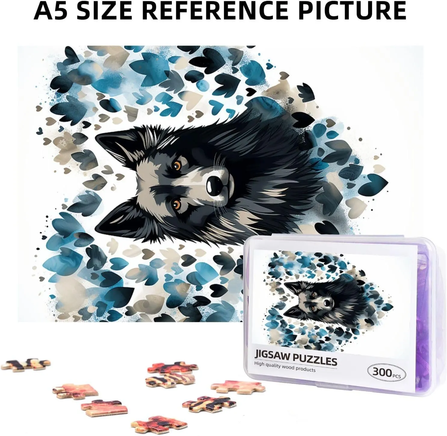 Puzzles 300 Pieces Personalized Jigsaw Puzzles Puppy Surrounded by Love Photo Puzzle with Storage Bag Challenging Picture Puzzle for Adults Picture Puzzle for Family Decor Jigsaw (10.2" x 15")