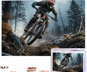 Puzzles 1000 Pieces Personalized Jigsaw Puzzles Mountain Bike Tournament Photo Puzzle Challenging Picture Puzzle for Adults Personaliz Jigsaw with Storage Bag (29.5" x 19.7")