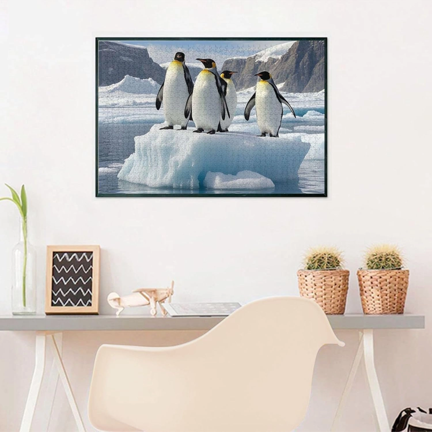 Puzzles 1000 Pieces Personalized Jigsaw Puzzles Penguins On The Iceberg Photo Puzzle with Storage Bag Challenging Picture Puzzle for Adults Picture Puzzle for Family Decor Jigsaw 29.5" x 19.7"