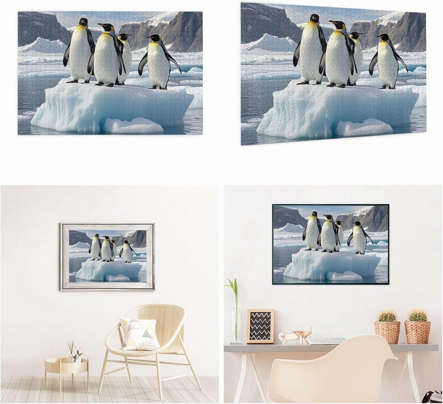Puzzles 1000 Pieces Personalized Jigsaw Puzzles Penguins On The Iceberg Photo Puzzle with Storage Bag Challenging Picture Puzzle for Adults Picture Puzzle for Family Decor Jigsaw 29.5" x 19.7"