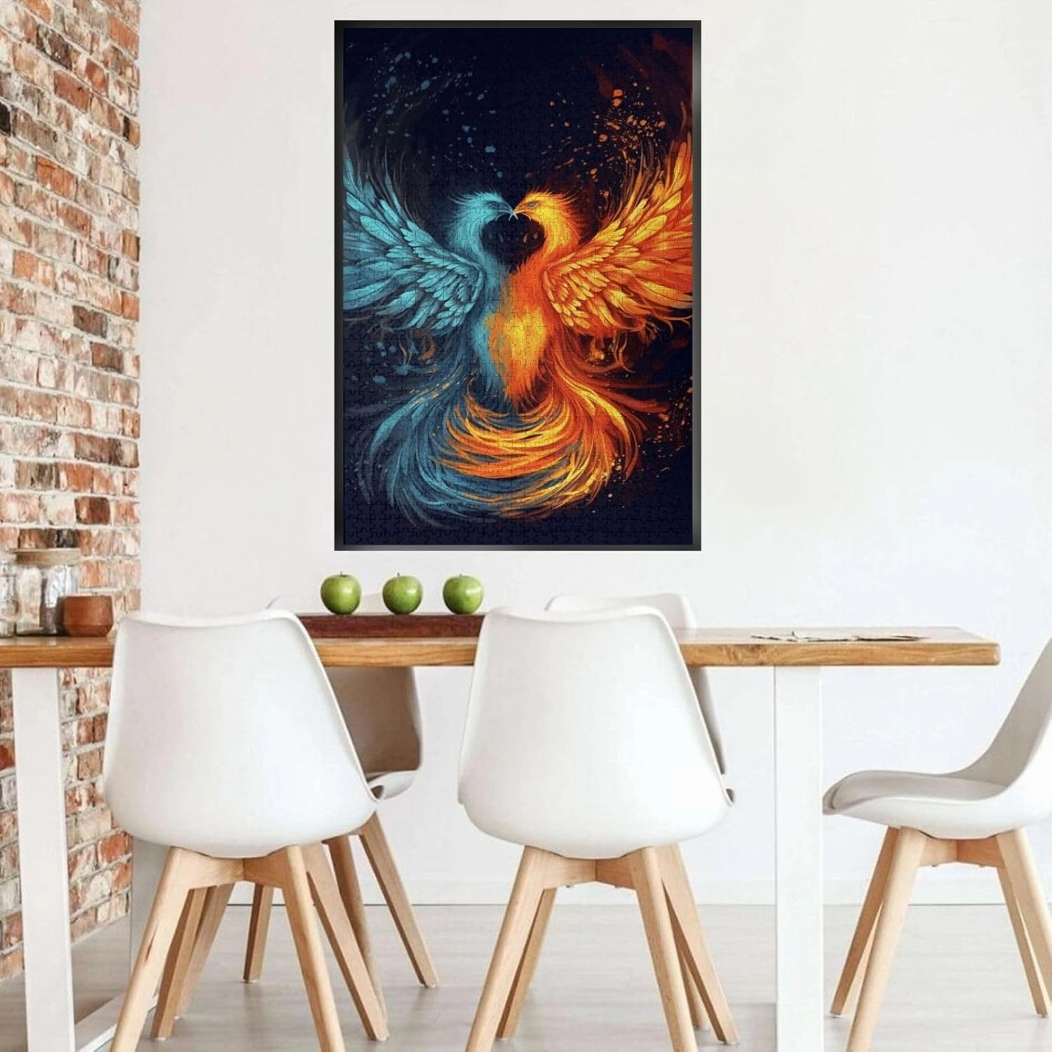 Puzzles 1000 Pieces Personalized Jigsaw Puzzles Photos Puzzle for Adults Fire and Water Phoenix Jigsaw Puzzles Challenging Picture Puzzle for Men Women Home Decor (19.7" x 29.5")