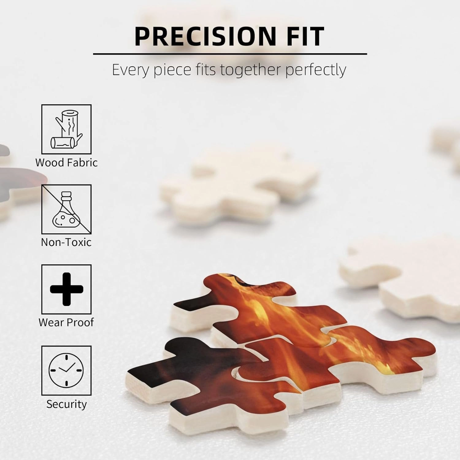 Puzzles 1000 Pieces Personalized Jigsaw Puzzles Wolf Surrounded by Fire Photo Puzzle with Storage Bag Challenging Picture Puzzle for Adults Picture Puzzle for Family Decor Jigsaw 29.5" x 19.7"