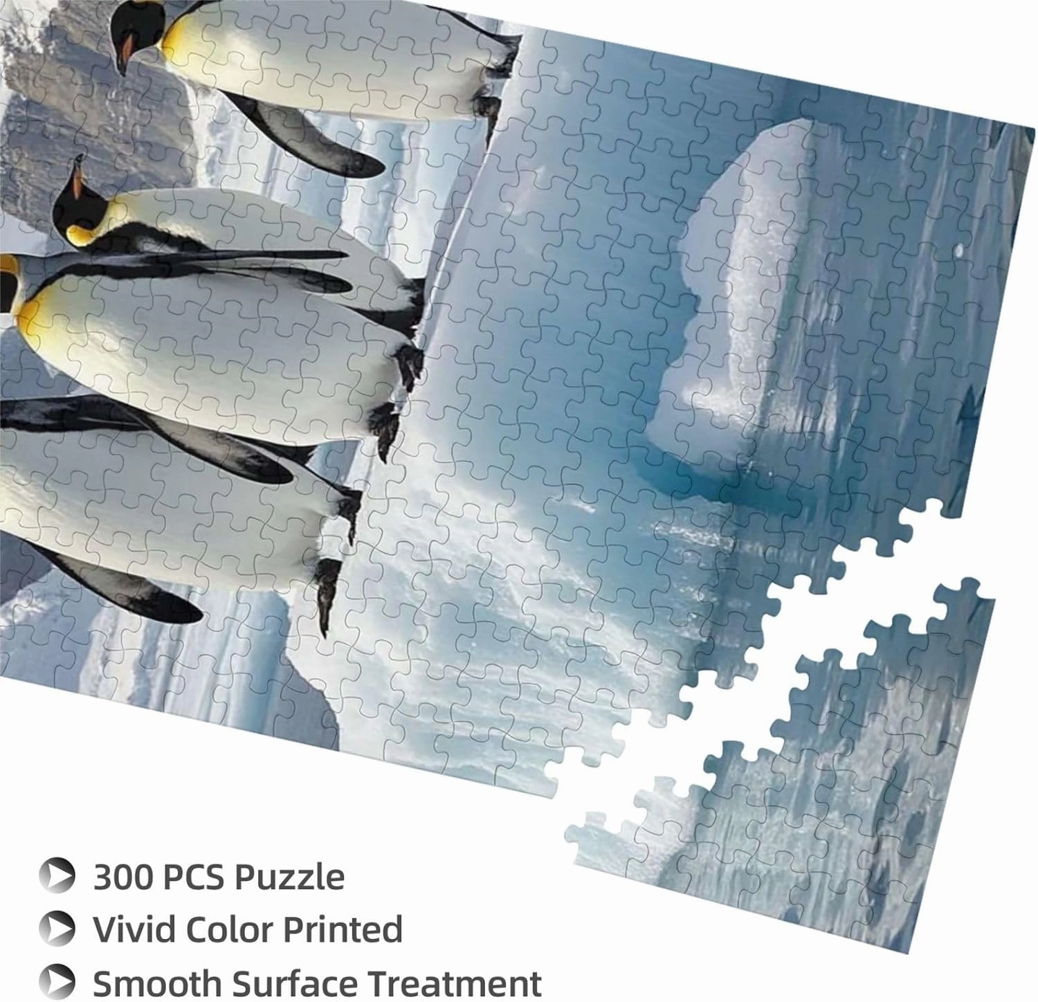 Puzzles 300 Pieces Personalized Jigsaw Puzzles Penguins On The Iceberg Photo Puzzle with Storage Bag Challenging Picture Puzzle for Adults Picture Puzzle for Family Decor Jigsaw (10.2" x 15")