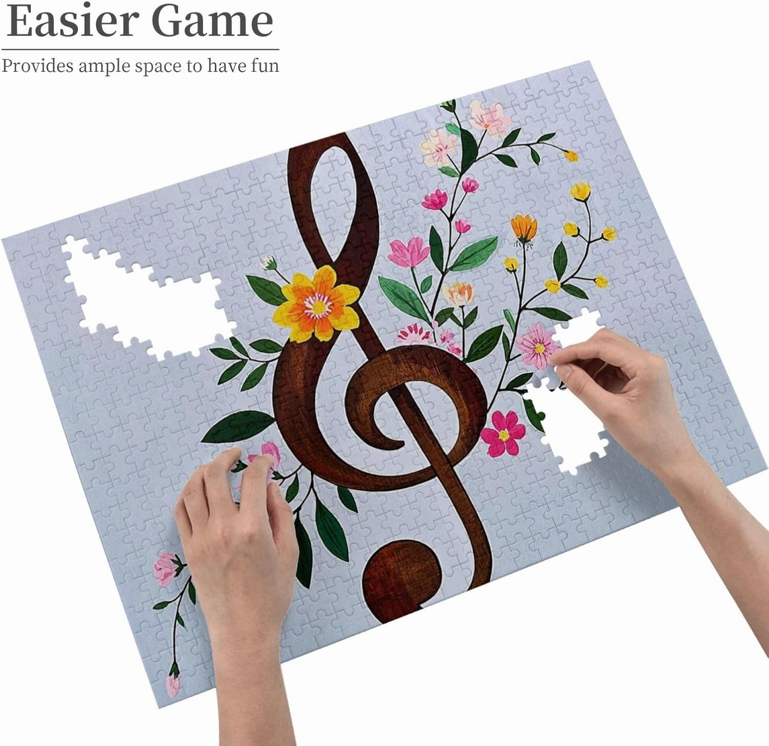 Puzzles 500 Pieces (20.4" x 15") Personalized Jigsaw Puzzles Musical Note Floral Puzzle Challenging Photo Puzzle with Storage Bag Picture Puzzle for Adults Family