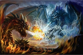 Puzzles for Adults 1000 Piece Jigsaw Puzzles Fire Dragon and Electric Dragon Fight Puzzle Game for Indoor Activity Family Game Toy Gifts (27.5"x 19.7")