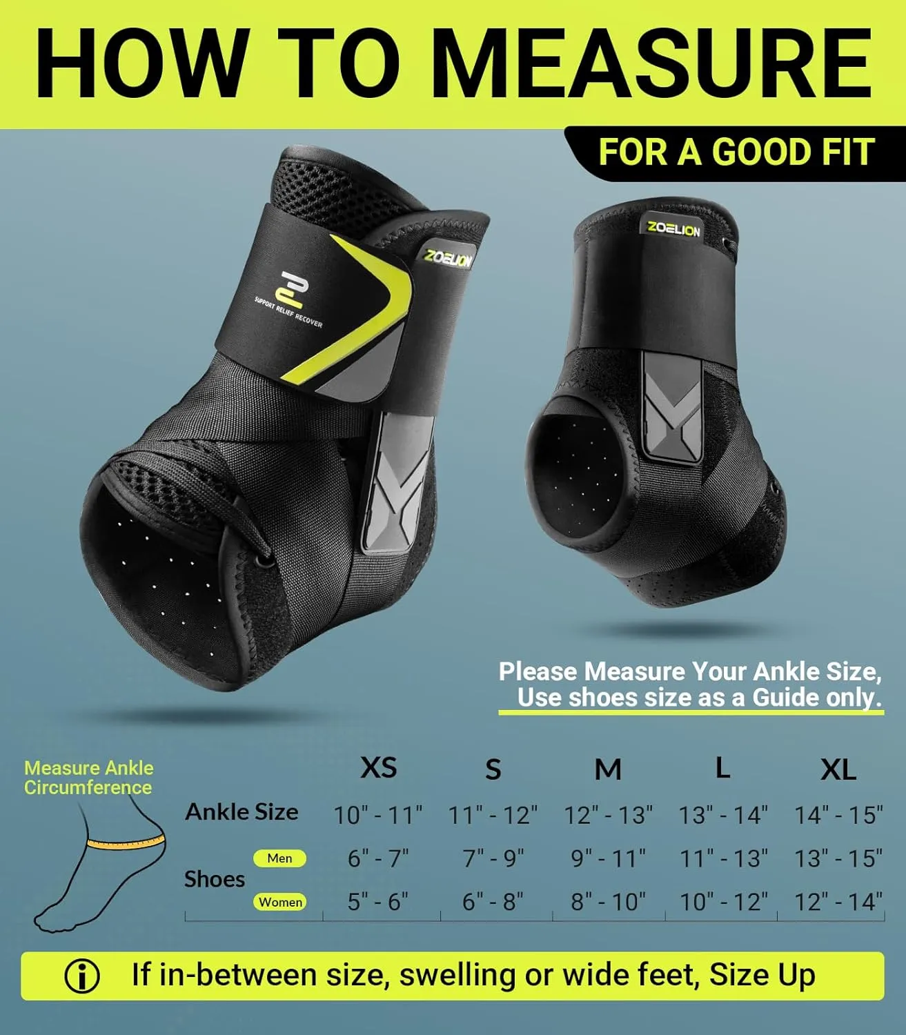 Quick Lace Up Ankle Brace with Side Stabilizing Pads, Slim Fit Ankle Support Brace, Adjustable & Breathable Ankle Support for Men Women, Ankle Stabilizer for Sprain,Injury Recovery,Sports,M