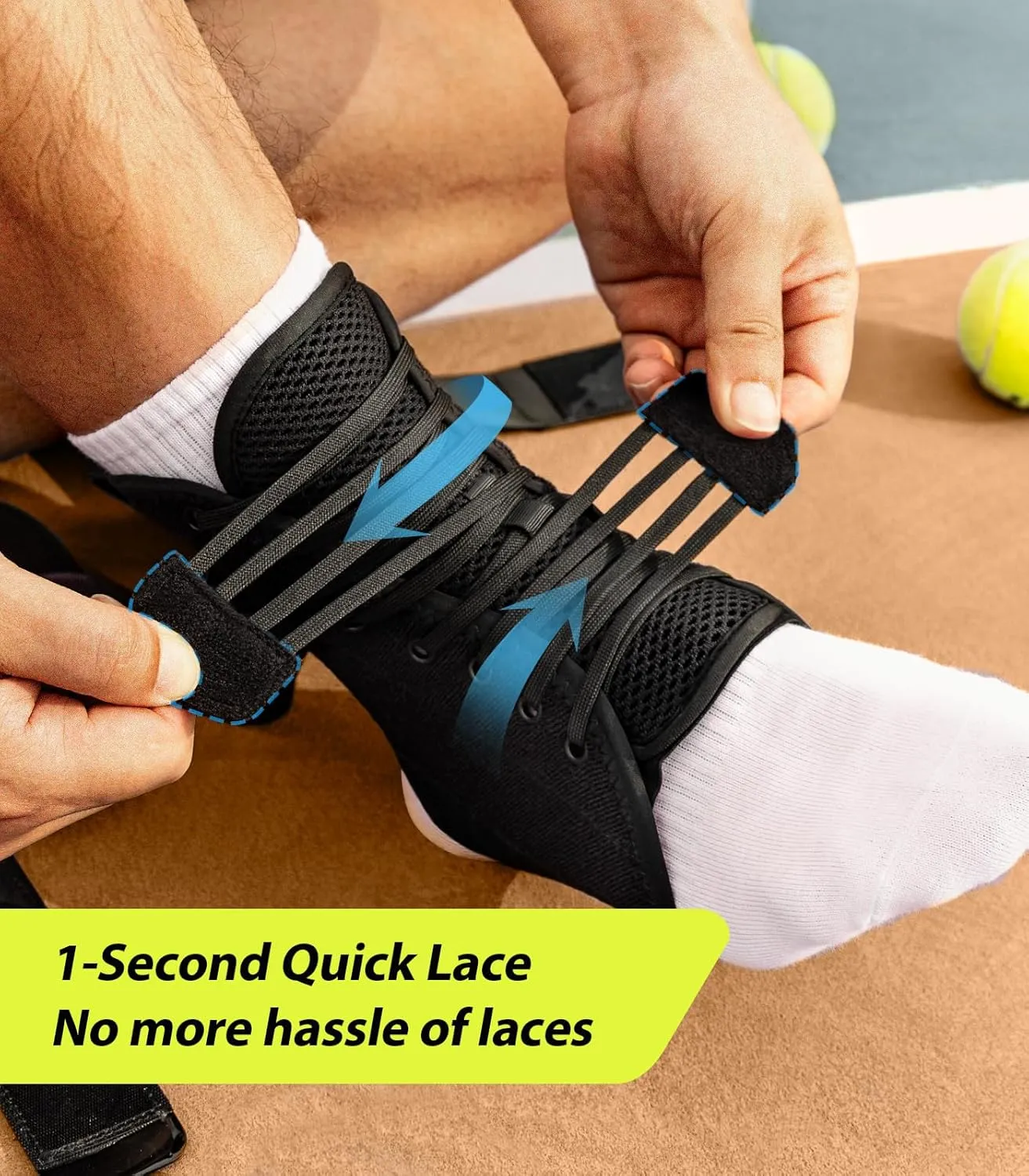 Quick Lace Up Ankle Brace with Side Stabilizing Pads, Slim Fit Ankle Support Brace, Adjustable & Breathable Ankle Support for Men Women, Ankle Stabilizer for Sprain,Injury Recovery,Sports,M