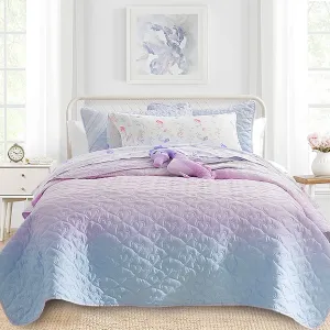 Quilt Set Full Queen Size 3 Piece, Bailey Pattern Printed Bedding Coverlet Set, Lightweight Soft Reversible Bedspread Sets for All Season (1 Quilt & 2 Pillow Shams)