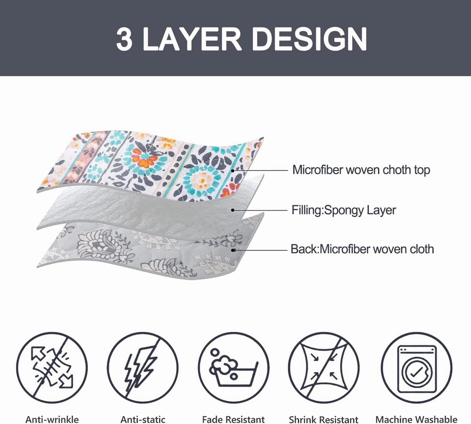 Quilt Set Twin Size 2 Piece, Cosima Striped Printed Bedding Coverlet Set, Lightweight Soft Reversible Bedspread Sets for All Season (1 Quilt & 1 Pillow Shams)