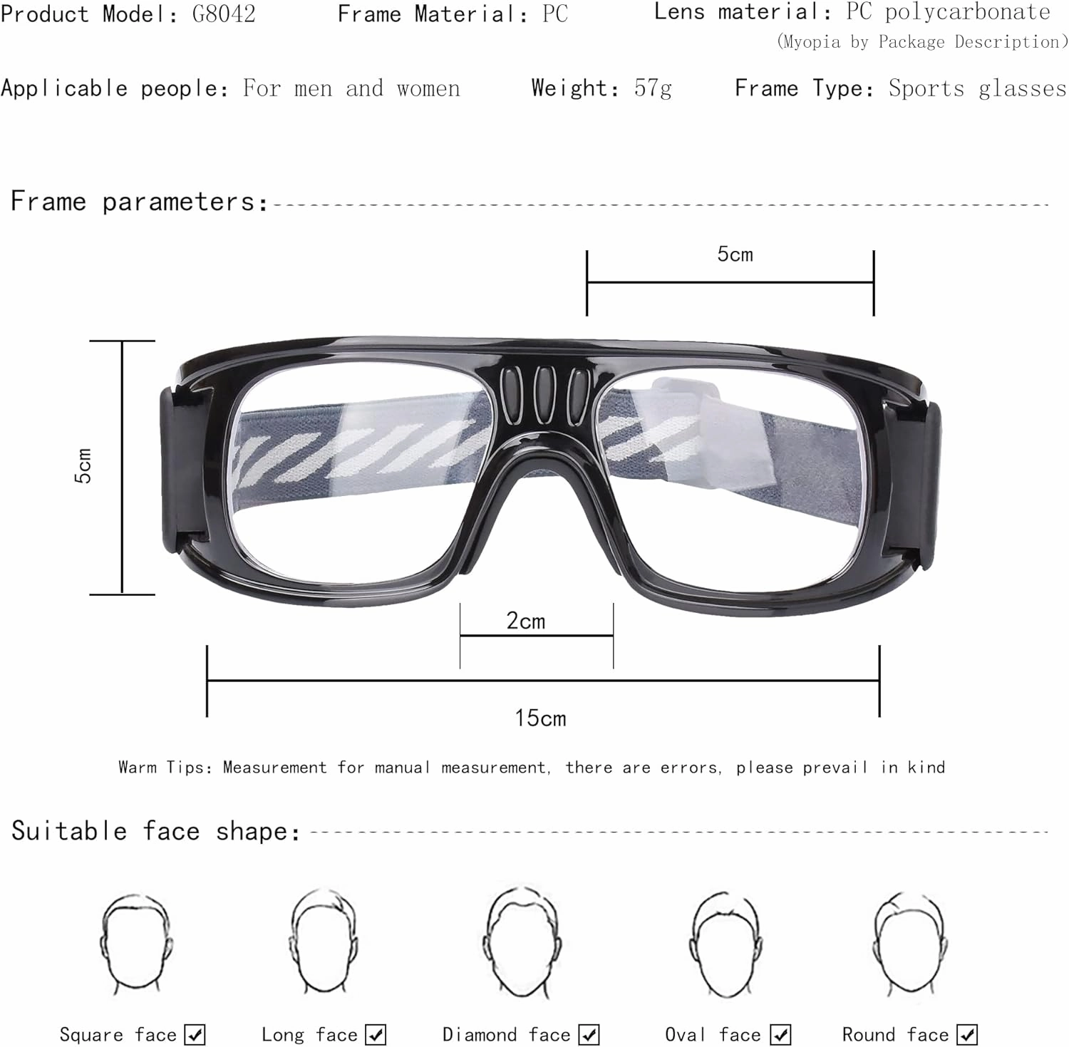 Racquetball Goggles - Windproof Shock Absorption Sports Glasses Basketball Football Eye Protective Adjustable Strap