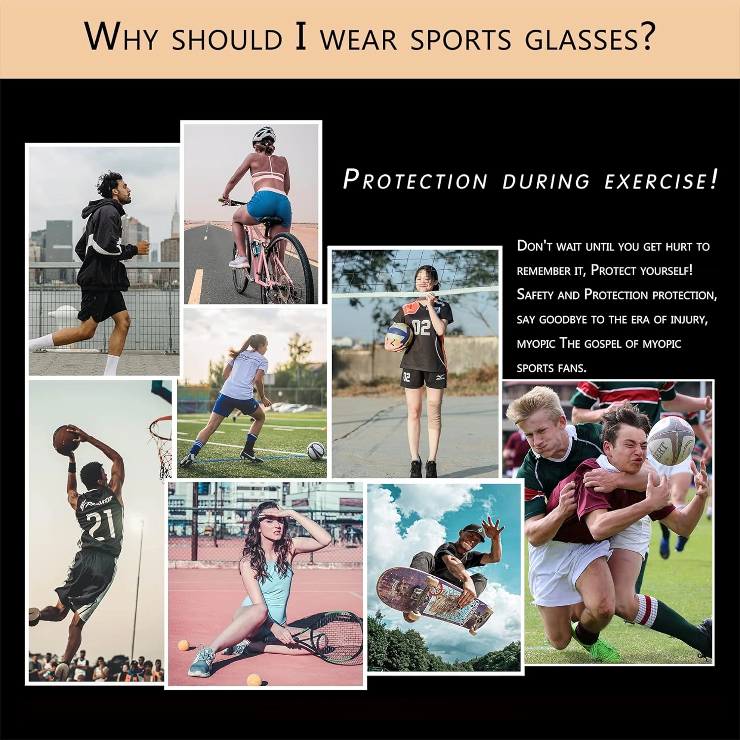 Racquetball Goggles - Windproof Shock Absorption Sports Glasses Basketball Football Eye Protective Adjustable Strap