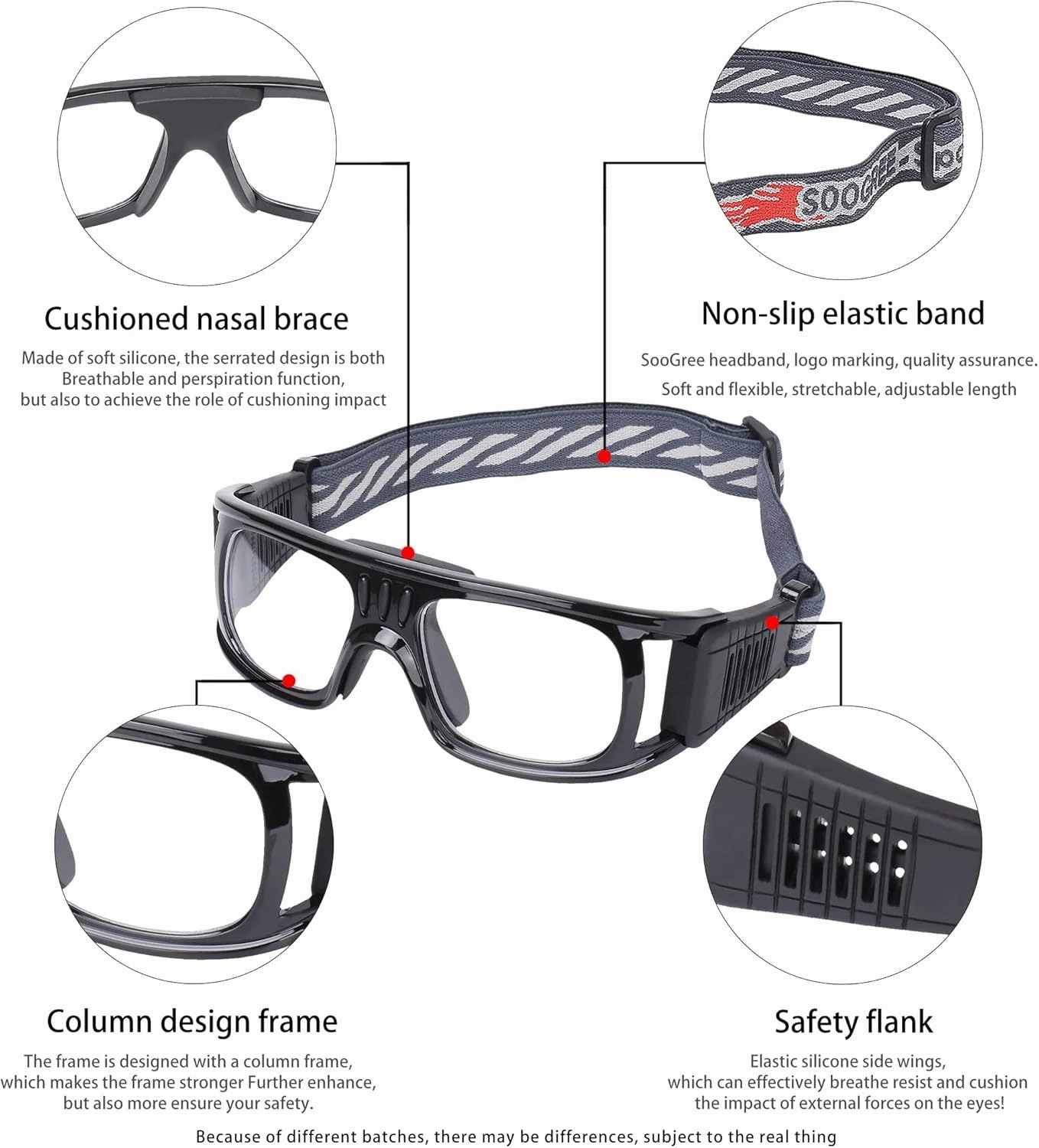 Racquetball Goggles - Windproof Shock Absorption Sports Glasses Basketball Football Eye Protective Adjustable Strap
