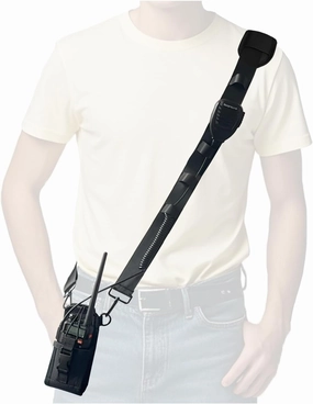 Radio Strap Holster for Firefighters, Adjustable Wide Shoulder Strap with Mic Clip & Anti-Swing Padded Design, Secure Carry System for Small/Medium Radios