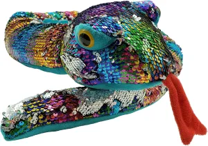 Rainbow Flip Sequin Stuffed Snake - Reversible Sequin Pet Snake Stuffed Animal - Giant 60 inches long