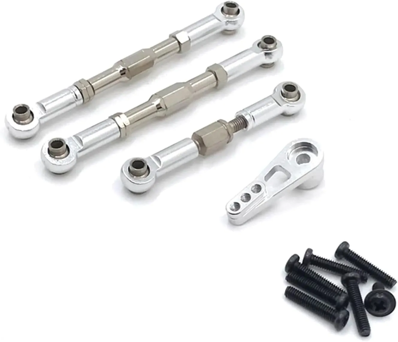 RC Car Accessories Compatible with WLtoys 104009 12401 12402 03 04 09 RC Crawler Cars Metal Upgraded Replacement Accessories Rod Steering Arm(White)