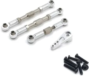 RC Car Accessories Compatible with WLtoys 104009 12401 12402 03 04 09 RC Crawler Cars Metal Upgraded Replacement Accessories Rod Steering Arm(White)