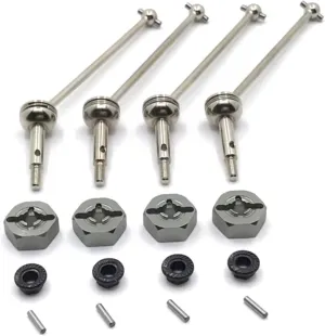 RC Car DIY Parts for WLtoys 144001 144002 144010 124016 124017 124018 124019 12mm Metal Adapter Front and Rear Driveshafts RC Car Upgrade Parts(Gray)