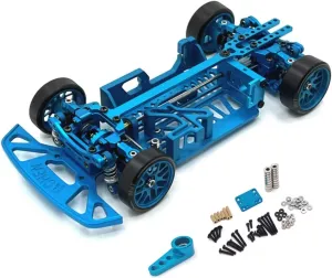 RC Car DIY Parts for WLtoys for Kyosho for Mini-Q9 4WD 1/28 Metal Multi-wheelbase Frame Remote Control Crawler Car Upgrade Parts Accessories(Blue)