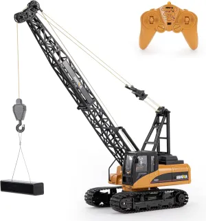 RC Crane Toy, 15CH Remote Control Crane for Boys 8-12, RC Crane Tower Construction Vehicles with Heavy Duty Metal Hook, Birthday Gifts Ideas for Kids Adults, 1:14 Scale Trucks (with Gift)