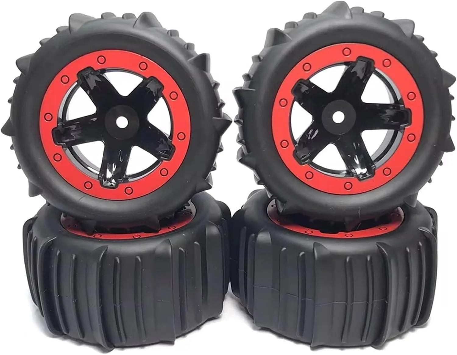 Rc Wheel Rim Tire for Wltoys 144001 124018 for HBX for MJX for ZWN for SMAX 1625 for RH1635 for 9IMOD 4pcs RC 1/16 1/14 for Buggy Tires Hex 12mm Tyre Wheels(Red)