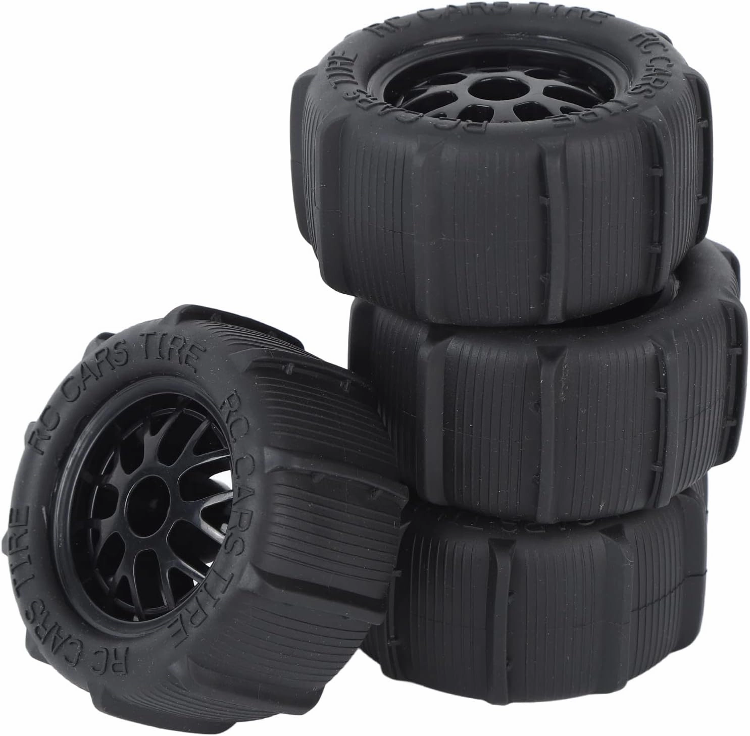 RC Beach Tires, 4pcs 40x80mm Universal Cushioning Rubber Wheels 12mm Hex Desert Wheels Snow Tyres for 1/14 1/16 1/18 RC Car