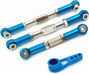 RC Car DIY Parts for WLtoys 104016 104018 104009 12401 12402 12403 12404 12409 Steering Rod Steering Gear Rocker Arm Remote Control Car Upgrade Accessories(Blue)